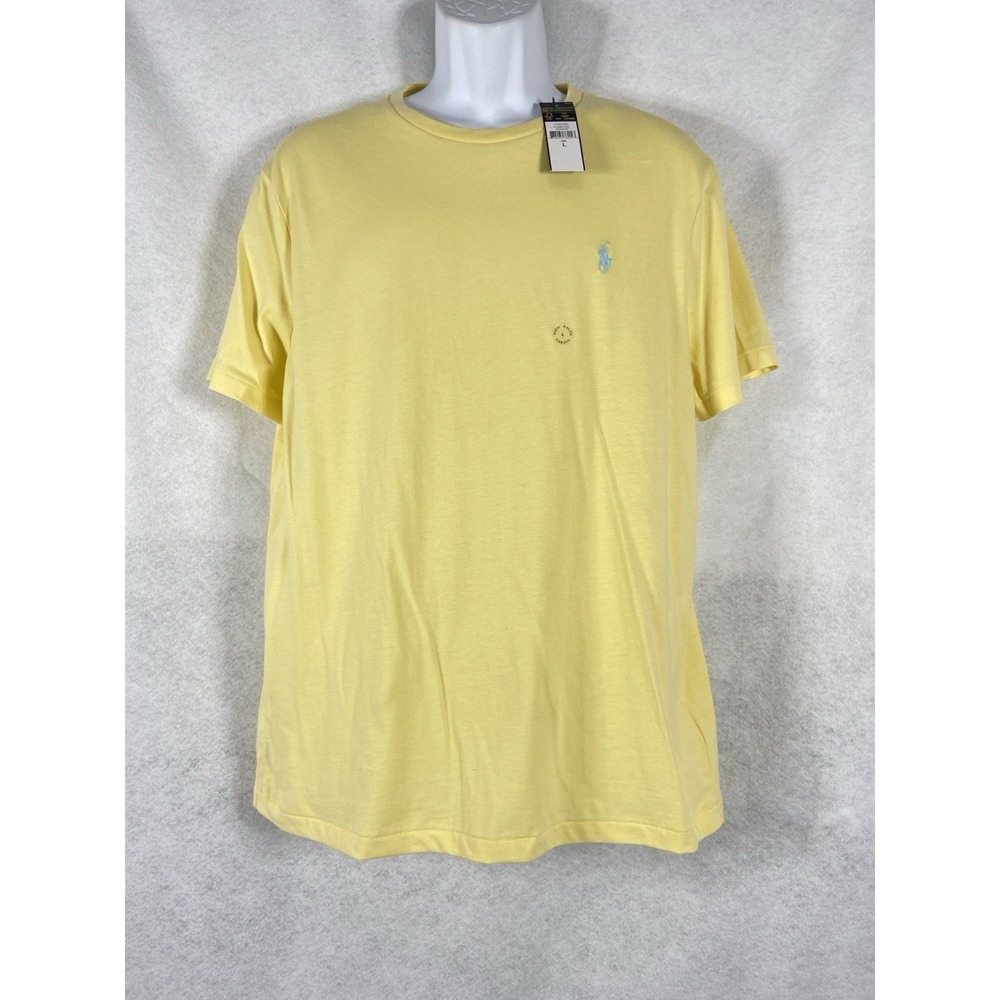 Polo Ralph Lauren T-Shirt Men's Large Yellow Crew Neck Custom Slim Fit New